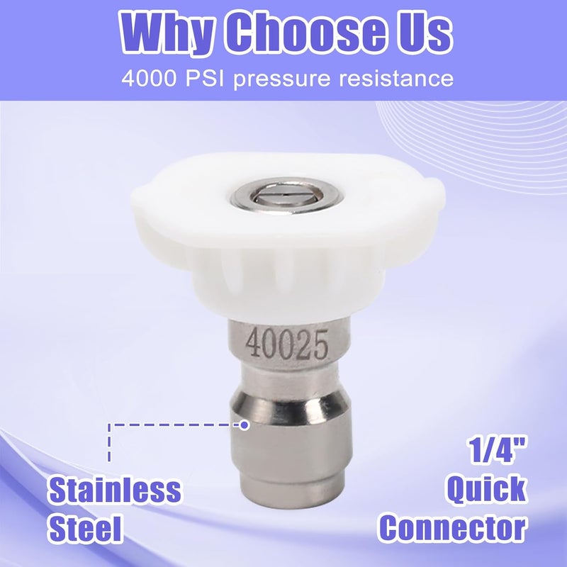 VIPRUSH Pressure Washer Tips, 7 Pack Power Washer Nozzle Tips, 40 Degree White, 1/4 Inch Quick Connect, 4000 PSI - Image 5